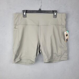 Avia Bike Shorts Women XL 16-18 Gray Nylon Stretch High Rise Fitted Through Out